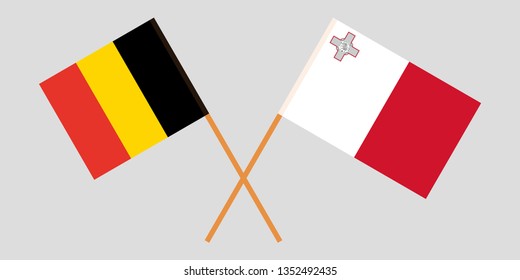 Malta and Belgium. The Maltese and  Belgian flags. Official colors. Correct proportion. Vector illustration