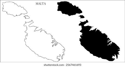 Malta Blank Map, Malta Map Outline Vector Images