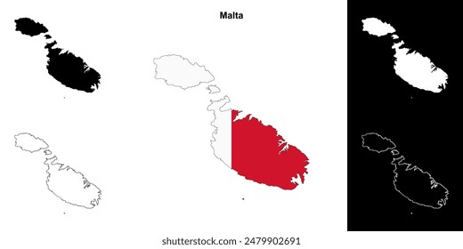 Malta blank outline map set