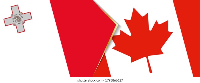 Die Flaggen Maltas und Kanadas, zwei Vektorflaggen, Symbol für Beziehung oder Konfrontation.