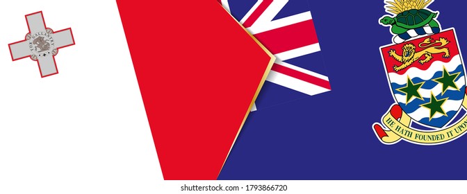 Banderas de Malta y las Islas Caimán, dos banderas vectoriales símbolo de relación o enfrentamiento.
