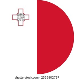 Malta Circle Flag, Circle Flag of Malta, Vector Images