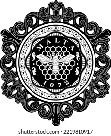malta coin with vintage frame handmade silhouette