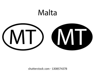 Malta country code icon.  Iso code country domain name.   MT - Malta abbreviated. vector
