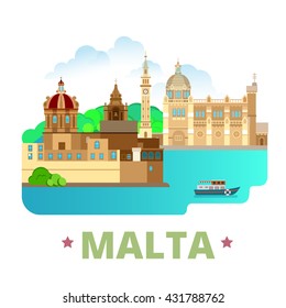 Malta country design template. Flat cartoon style historic sight showplace web site vector illustration. World vacation travel sightseeing Europe European collection. Blessed Virgin of Ta Pinu Mdina.