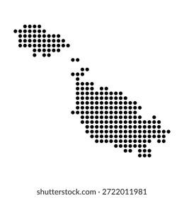 Malta mapa pontilhado do país. Ilustração em pixel com ponto preto isolada em fundo branco. Mosaico vetorial.