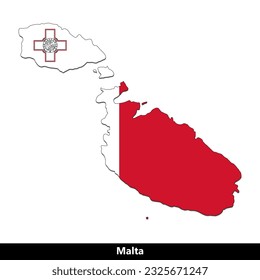 Malta Country - Flag Map