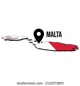 Bandera del mapa del país de Malta perfecta para la infografía
