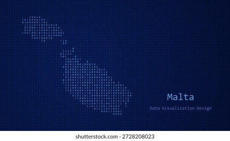 Malta Digital map formed with ones and zeroes for data visualization design