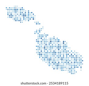 Malta Dot Map. Island Digital Style Shape. Malta vector image. Island shape blue circular dots. Elegant vector illustration.