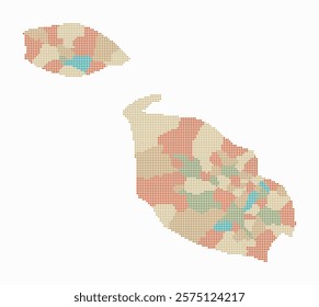 Malta dotted map. Digital style map of the country on white background. Malta shape with square dots. Colored dots style. Small size squares. Classy vector illustration.