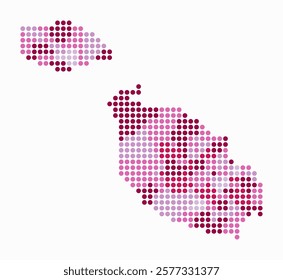 Malta dotted map. Digital style map of the country on white background. Malta shape with circle dots. Colored dots style. Large size circles. Simple vector illustration.