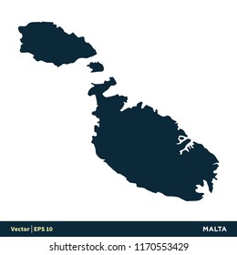 Malta - Europe Countries Map Vector Icon Template Illustration Design. Vector EPS 10.