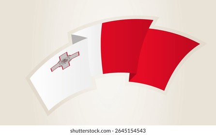 Bandeira de Malta em forma de fita abstrata, símbolo nacional do Malta. Este vetor é ideal para uso em eventos nacionais, Dia da Independência, competições desportivas internacionais.