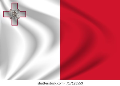 Malta flag background with cloth texture. Malta Flag vector illustration.