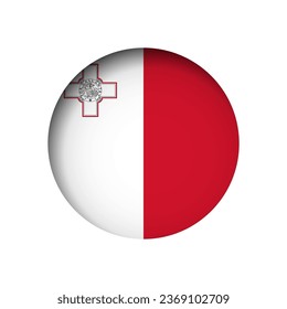 Malta-Flagge - hinter dem zerschnittenen Kreissenpapier-Loch mit Innenschatten.