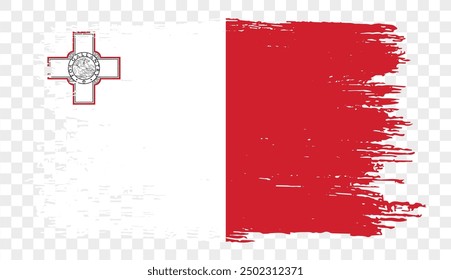 Malta flag brush paint textured isolated on png or transparent background. vector illustration  