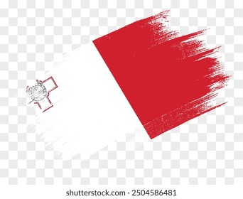 Pintura de pincel de bandera de Malta con textura aislada en png o fondo transparente. Ilustración vectorial  