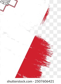 Pintura de pincel de bandera de Malta con textura aislada en png o fondo transparente. Ilustración vectorial  