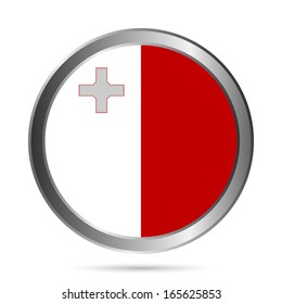 Malta flag button on a white background. Vector illustration.