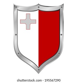 Malta flag button on a white background. Vector illustration.