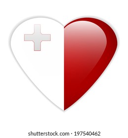 Malta flag button on a white background. Vector illustration.
