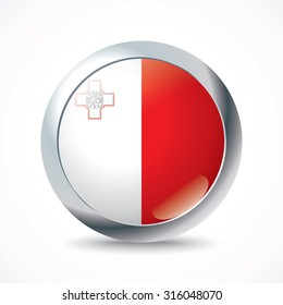 Malta flag button - vector illustration