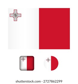 Malta Flag Flat Icons Collection