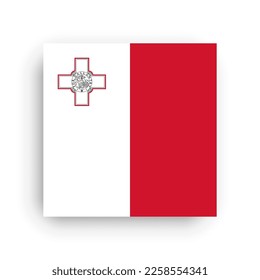 Malta flag - flat vector square with sharp corners and dropped shadow.