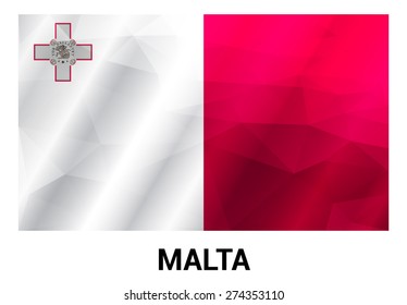 Malta Flag, geometric polygonal shapes. Vector illustration.