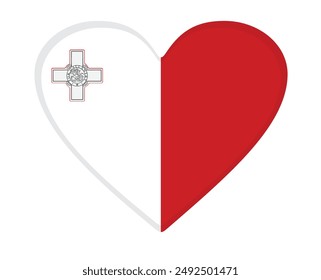 Malta flag heart shaped. vector