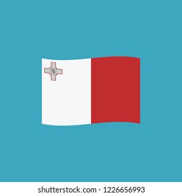 Malta flag icon in flat design. Independence day or National day holiday concept.