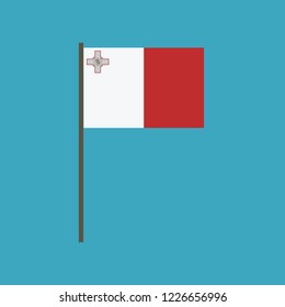 Malta flag icon in flat design. Independence day or National day holiday concept.