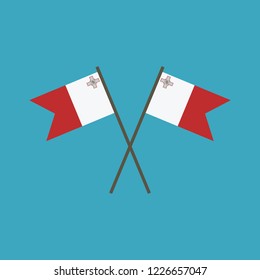 Malta flag icon in flat design. Independence day or National day holiday concept.