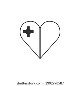 Malta flag icon in a heart shape in black outline flat design. Independence day or National day holiday concept.