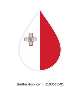 Malta flag icon. Water icon. Drop water. Malta badge. Flag drop.