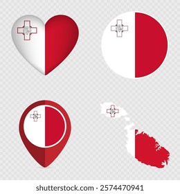 Malta Flag Icons Pack. Vector illustration.