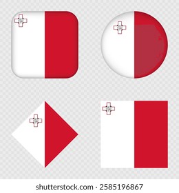 Malta Flag Icons Pack. Vector illustration.