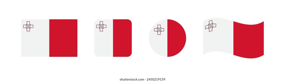 Malta flag of independence country. National emblem. Europe banner of country.