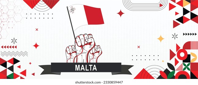 Malta flag independence day geometric Country web banner for 4th of July. corporate abstract background design with American flag theme. Country Vector Illustration