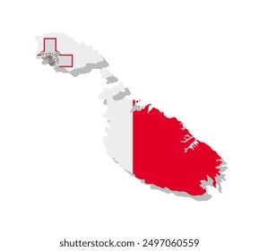 Malta - Flag inscribed in the contour of the country. Vector illustration.