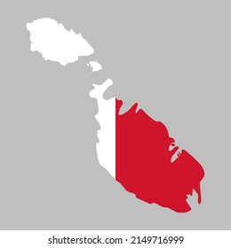 Malta flag inside the Maltese map borders vector illustration