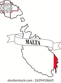 malta flag map, national identity, country silhouette