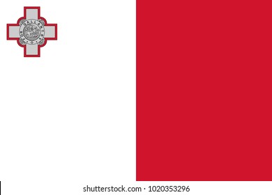 Malta flag with official colors and the aspect ratio of 2:3. Flat vector illustration.