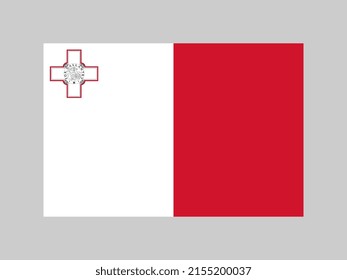 Malta flag, official colors and proportion. Vector illustration.