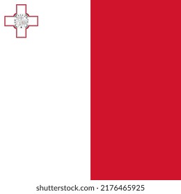 Malta flag, official colors. Vector illustration.