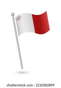 Malta flag on pole waving in the wind vector illustration