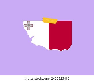 Malta flag paper texture, single-piece element, vector design, Malta flag taped on wall, decoration or celebration idea