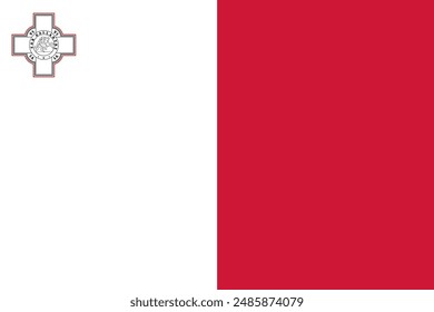 Malta flag pattern background. Realistic national flag design. Abstract vector template.