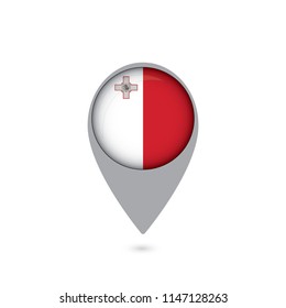 Malta flag pin map icon, isolated vector illustration eps 10